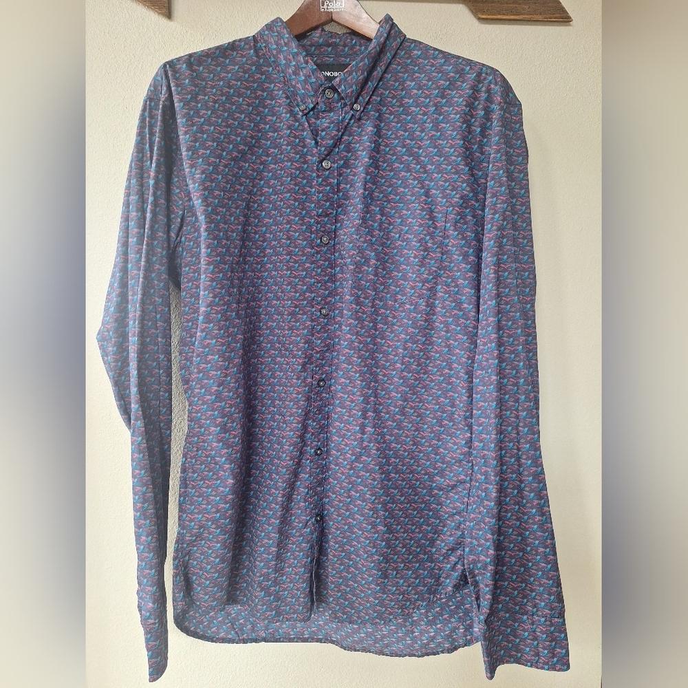 Bonobos Slim Fit Bird Print Button Down Casual Long Sleeve Shirt Mens XL